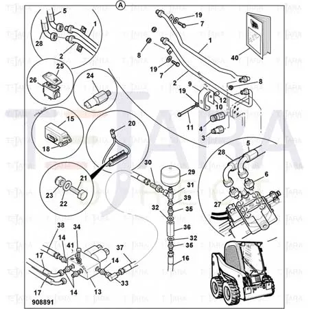 JCB Part No.# 335/04839, AUX PIPE WA - JCB Spare Parts