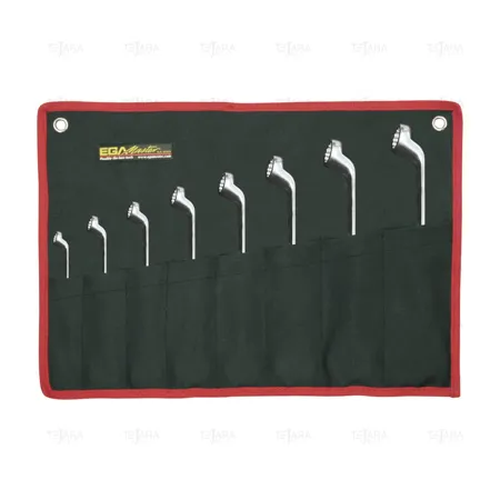 SET OF 6 DOUBLE OFFSET RING WRENCHES 3/8-7/16"- 13/16-7/8" MIRROR POLISHED CHROME PLATING - EGA Master