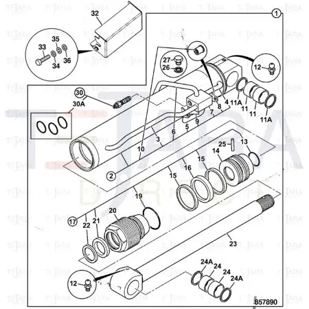 JCB Part No.# 331/57821, STAB RAM COVER 540-170 LH - JCB Spare Parts