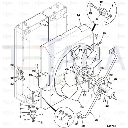 JCB Part No.# 30/925628, FAN COOLING 28 - JCB Spare Parts