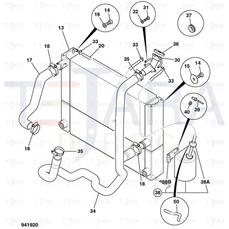 JCB Part No.# 332/T0354, FILLHOSE - RADIATOR - JCB Spare Parts