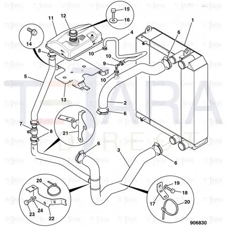 JCB Part No.# 834/11428, HOSE - TOP - JCB Spare Parts