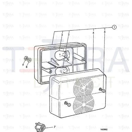JCB Part No.# 700/38900, Pre-P) REAR ROADLAMP - JCB Spare Parts
