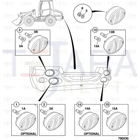 JCB Part No.# 700/50139, LH REAR REVERSE LAMP 12V - JCB Spare Parts