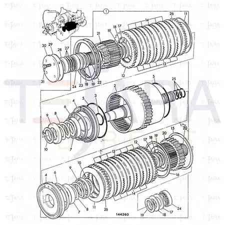 JCB Part No.# 445/30300, REVERSE CLUTCH ASSY - PS7 - JCB Spare Parts