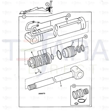 JCB Part No.# 556/70380, Cylinder 70 bore - JCB Spare Parts