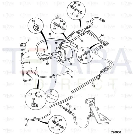 JCB Part No.# 830/12753, PIPE-BRAKE SERVO-FEED - JCB Spare Parts