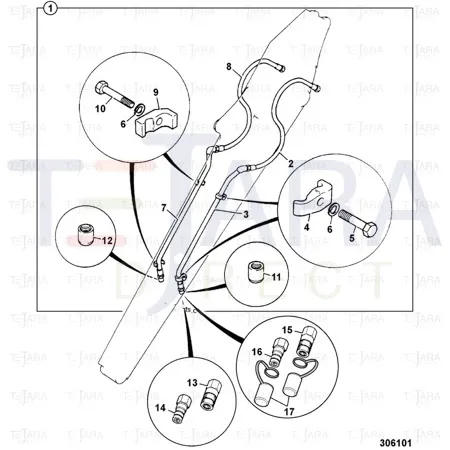 JCB Part No.# 627/10647, HOSE 3/4BSP 1700mm - JCB Spare Parts