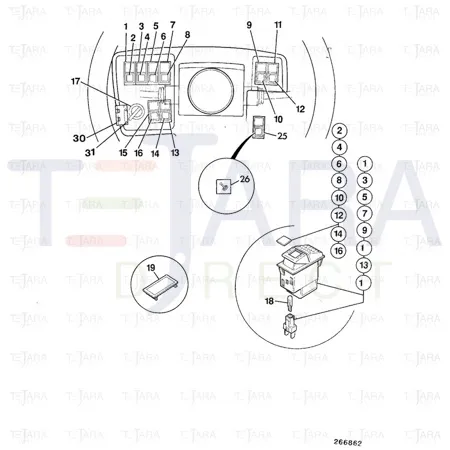 JCB Part No.# 701/40500, SWITCH, HEAD/SIDE LIGHTS - JCB Spare Parts