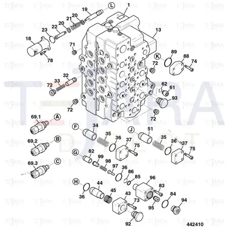 JCB Part No.# 25/221795, KIT, RELIEF VALVE - JCB Spare Parts