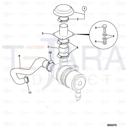 JCB Part No.# 834/11556, HOSE AIR INTAKE TO TURBO - JCB Spare Parts