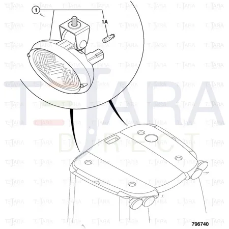 JCB Part No.# 700/50170, WORKLIGHT 24V OVAL PED MO - JCB Spare Parts