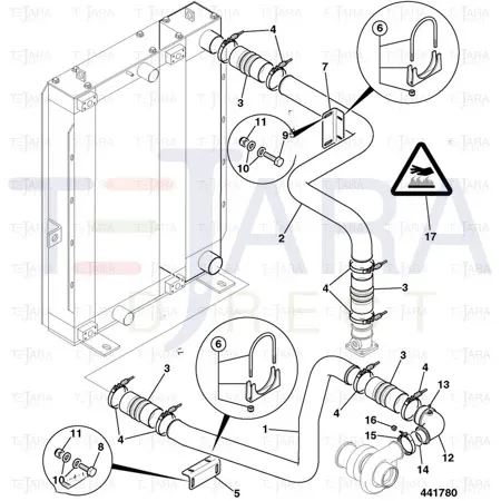 JCB Part No.# 834/10457, HOSE AIR CHARGE - JCB Spare Parts