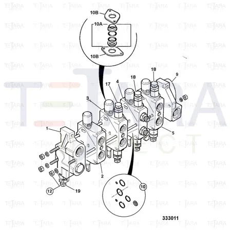JCB Part No.# 928/60111, VALVE SECTION - JCB Spare Parts