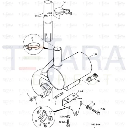 JCB Part No.# 123/03223, SILENCER - JCB Spare Parts