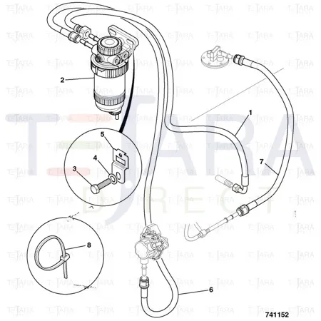 JCB Part No.# 332/D8783, FUEL HOSE 1250mm - JCB Spare Parts