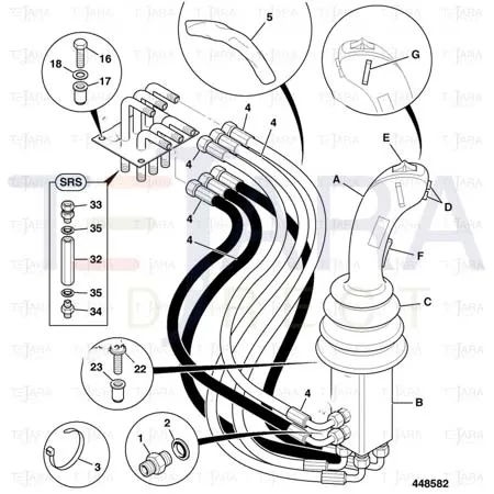 JCB Part No.# 649/51241, HOSE 1/4 BSP 900MM - JCB Spare Parts
