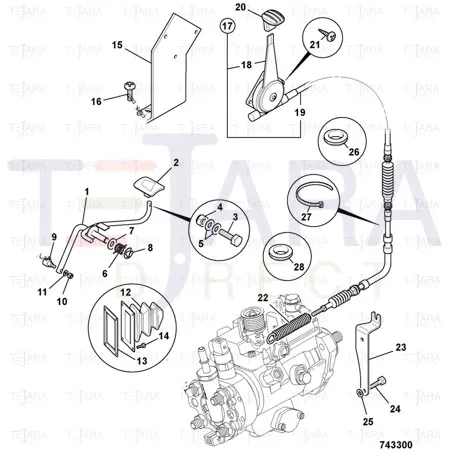 JCB Part No.# 910/60216, CABLE, THROTTLE CONTROL - JCB Spare Parts
