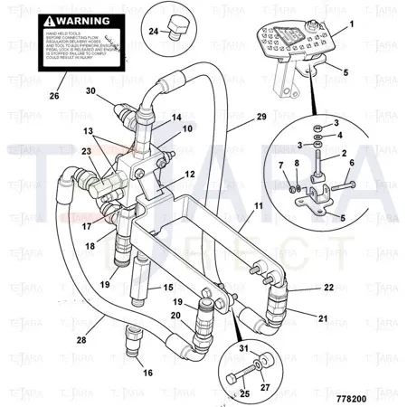 JCB Part No.# 701/58833, DECAL - aux hyds switch . - JCB Spare Parts