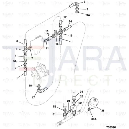JCB Part No.# 816/90060, TEE ADAPTOR M/F/F - JCB Spare Parts