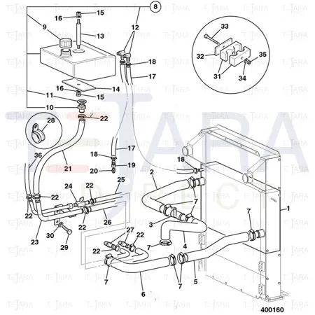 JCB Part No.# 834/10546, Hose Water Heater - JCB Spare Parts
