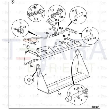 JCB Part No.# 816/90040, ADAPTOR 3/8BSPX3/8BSPX3/8 (P564) (Reinst - JCB Spare Parts