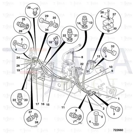 JCB Part No.# JBV0439, Hose 08 BSP HP x 950mm - JCB Spare Parts