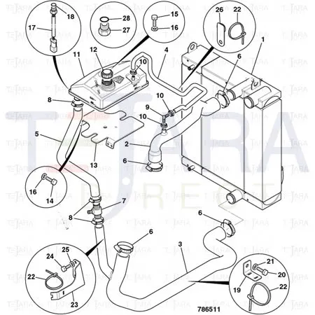 JCB Part No.# 834/11216, HOSE - TOP - JCB Spare Parts