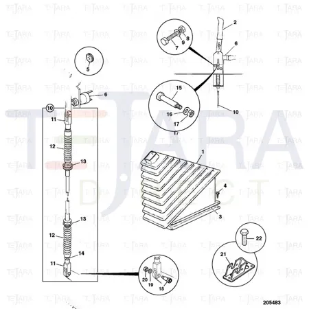 JCB Part No.# 910/60043, CABLE PARKBRAKE - JCB Spare Parts