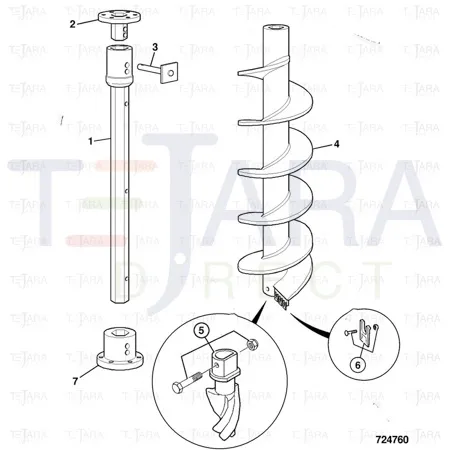 JCB Part No.# 980/A2027, 18" 1.2M FLIGHT STD - JCB Spare Parts