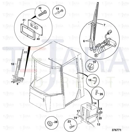 JCB Part No.# 332/S1609, REAR WIPER MOTOR 411-416 - JCB Spare Parts