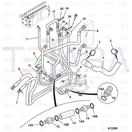 JCB Part No.# 613/33400, HOSE 1/2BSP 840mm - JCB Spare Parts