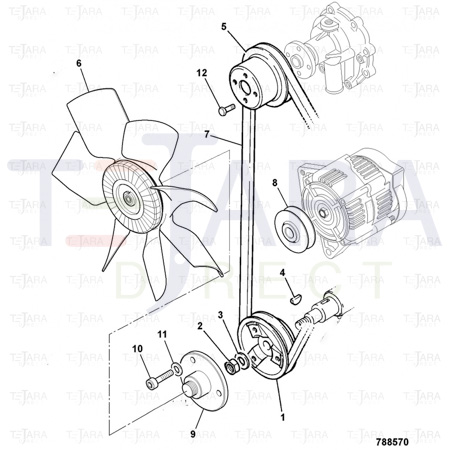 JCB Part No.# 02/630447, BELT FAN - L=963MM - JCB Spare Parts