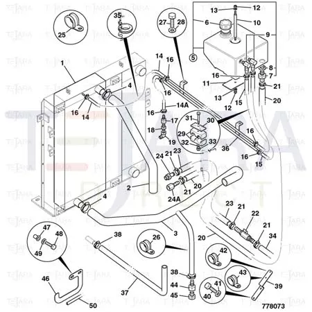JCB Part No.# 834/10996, RAD BOTTOM HOSE 456 T2 - JCB Spare Parts