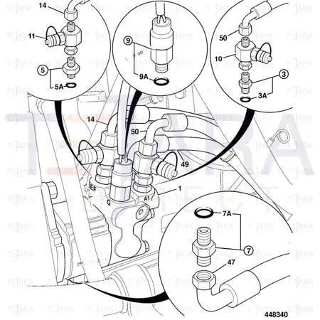 JCB Part No.# 629/80128, HOSE 3/8 bsp - 1870mm - JCB Spare Parts