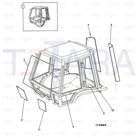 JCB Part No.# 827/20341, GLASS RH PQ 50 - JCB Spare Parts