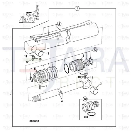 JCB Part No.# 594/14130, Cap end assembly - JCB Spare Parts