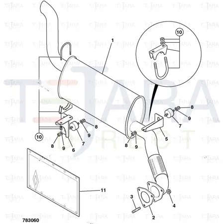 JCB Part No.# 320/06036, GASKET - TURBO OUTLET - JCB Spare Parts