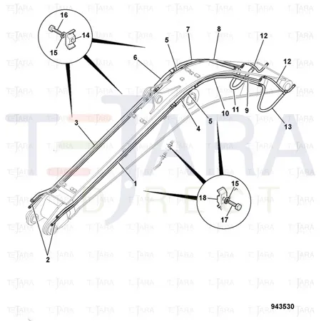 JCB Part No.# JNV1468, Clamp 1/2" x 3/4" - JCB Spare Parts
