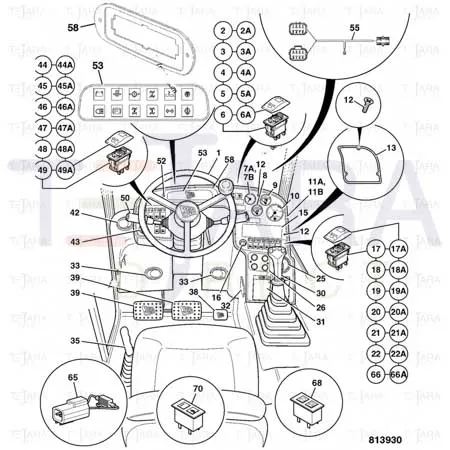 JCB Part No.# 701/58843, W) SWITCH ACTUATOR JOYSTICK - JCB Spare Parts