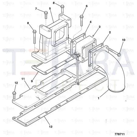 JCB Part No.# 02/911938, Gasket air intake - JCB Spare Parts