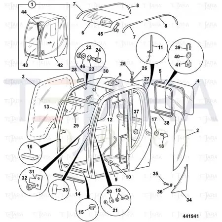 JCB Part No.# 827/80217, GLASS RH(TIM-113123) - JCB Spare Parts