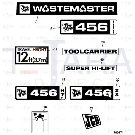 JCB Part No.# 332/R6397, 456HT NOMENCLATURE DECAL - JCB Spare Parts