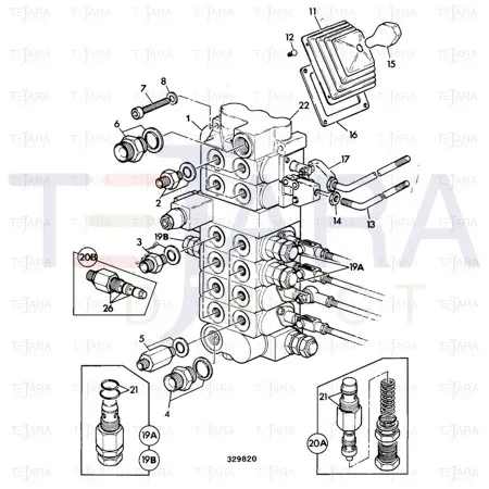 JCB Part No.# 25/411800, VALVE ASSY 6 SPOOL - JCB Spare Parts
