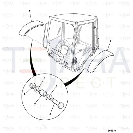 JCB Part No.# 331/25645, ABI REAR FENDER R/H YELLOW - JCB Spare Parts