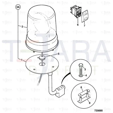 JCB Part No.# 700/50070, Beacon 24 volt - JCB Spare Parts