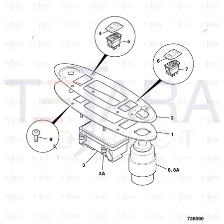 JCB Part No.# 701/58825, DECAL BEACON SWITCH - JCB Spare Parts