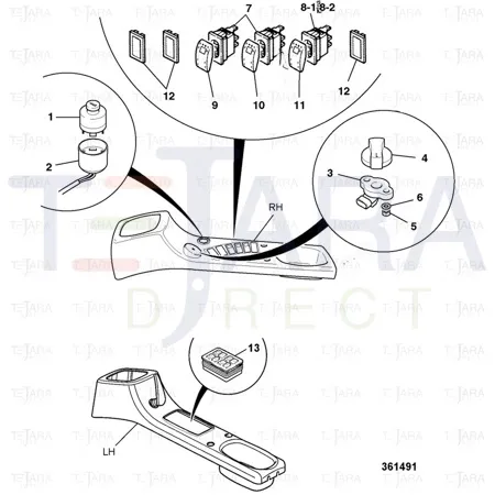 JCB Part No.# 701/80169, SWITCH CONSOLE LH - JCB Spare Parts