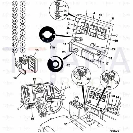 JCB Part No.# 701/58821, DECAL - HAZARD SWITCH - JCB Spare Parts