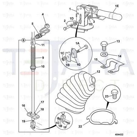 JCB Part No.# 910/60189, PARKBRAKE CABLE-SERIES 2 - JCB Spare Parts